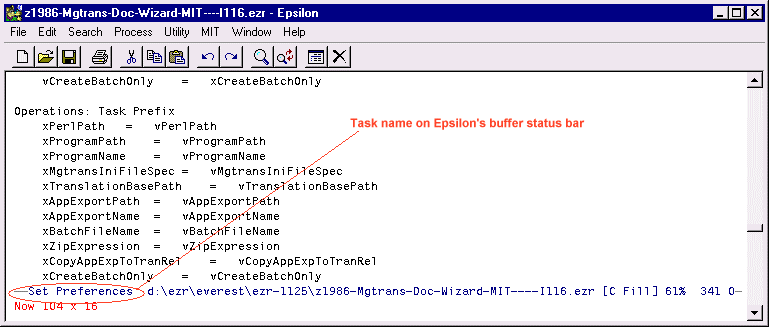 Sample screenshot showing task's name in buffer's status line